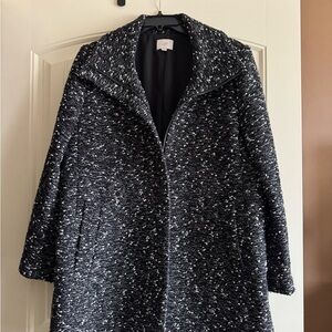 LOFT Black and White Textured Teddy Jacket